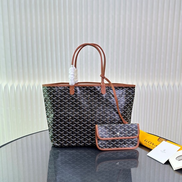 Goyard Black and Brown Tote with Pouch